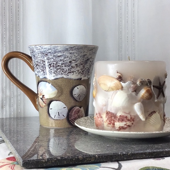 VTG ☕️ Coastal Beach Decor Coffee Mug and Handcrafted Seashell Candle - Picture 7 of 7